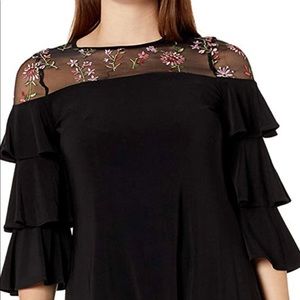 Ruffle sleeve black dress